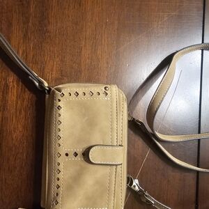 Elegant Tan Clutch Wristlet
